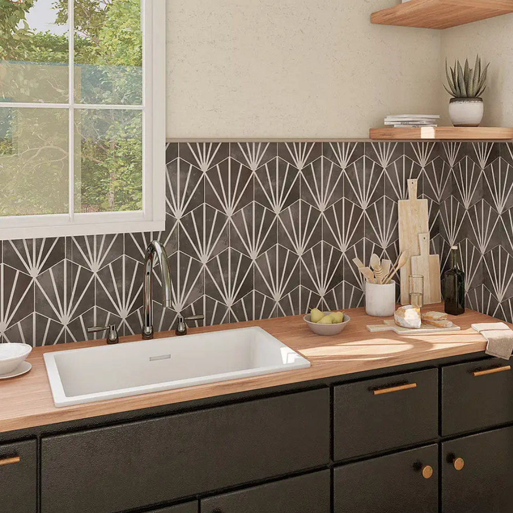 Meraki Negro Porcelain Tile 19.8 x 22.8cm-Bestile S.I.-Delforno