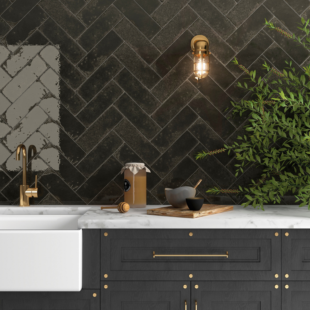 Alma Negro Porcelain Tile 10 x 30cm-Bestile S.I.-Delforno