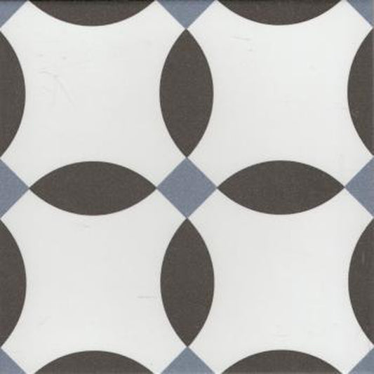 Authentic Pattern Cherie Noir Porcelain Tile 20 x 20cm-Delforno