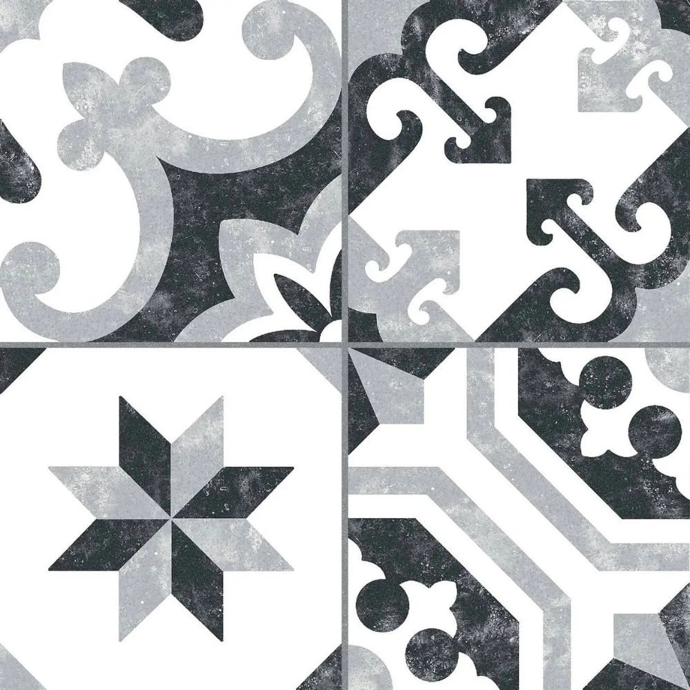 Borne Grey Patchwork Porcelain Tiles 25 x 25cm-Codicer-Delforno