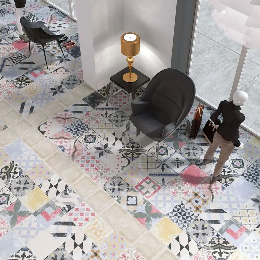 Pattern Floor Ina Colours Glazed Porcelain 25 x 25cm-Delforno