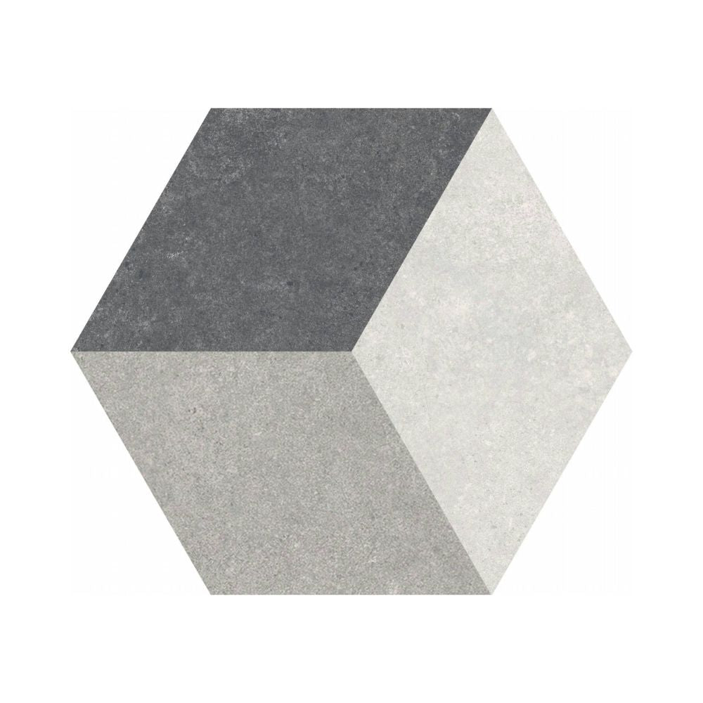 Traffic 3D Grey Hexagon Porcelain Tiles 25x25cm-Codicer-Delforno