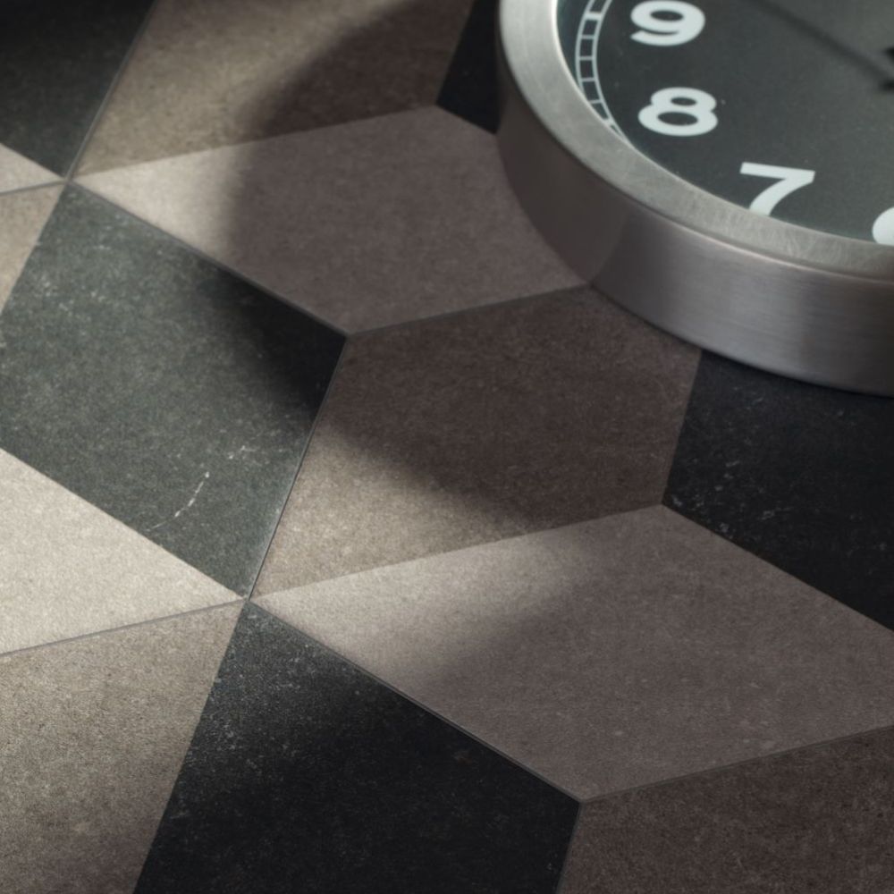 Traffic 3D Grey Hexagon Porcelain Tiles 25x25cm-Codicer-Delforno