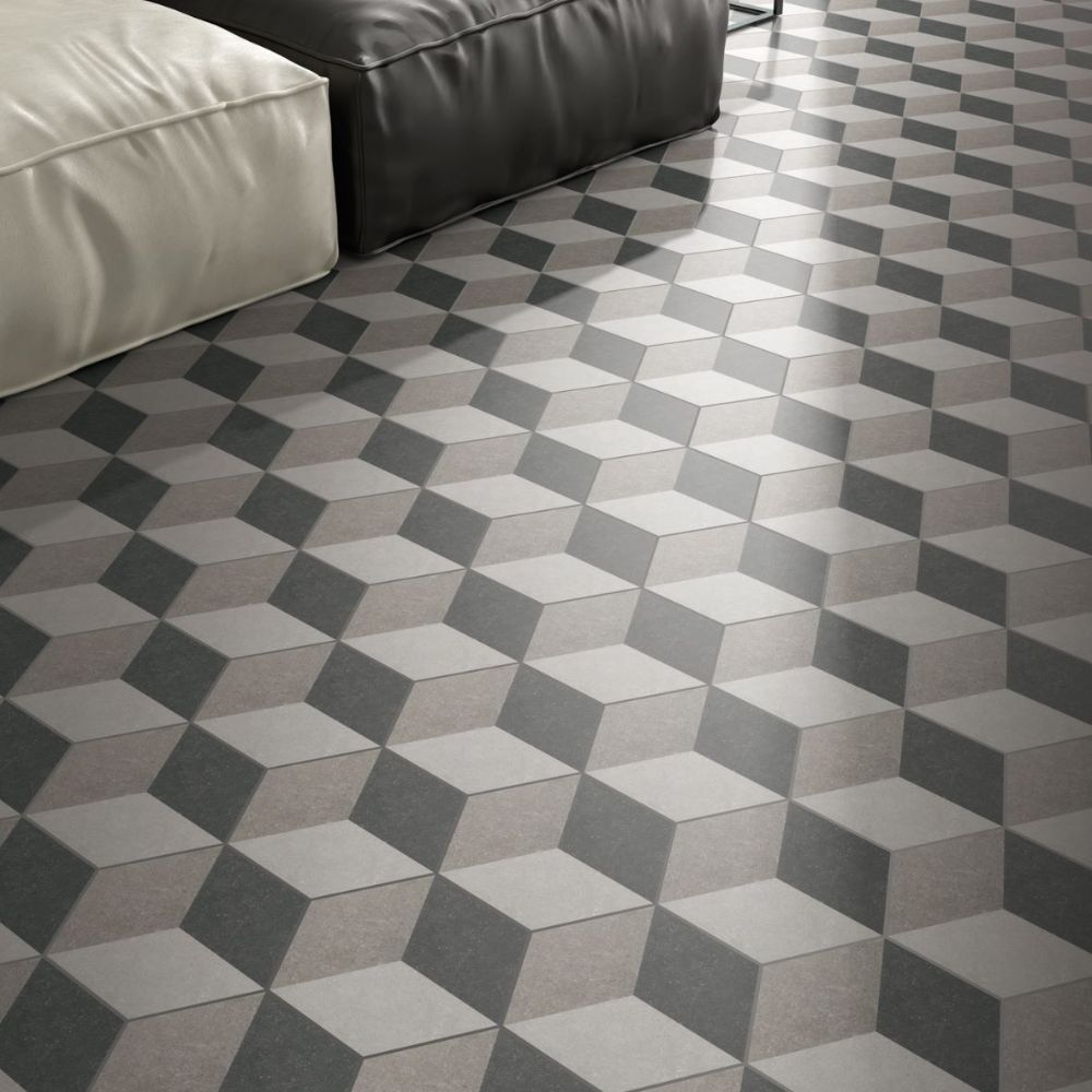 Traffic 3D Grey Hexagon Porcelain Tiles 25x25cm-Codicer-Delforno