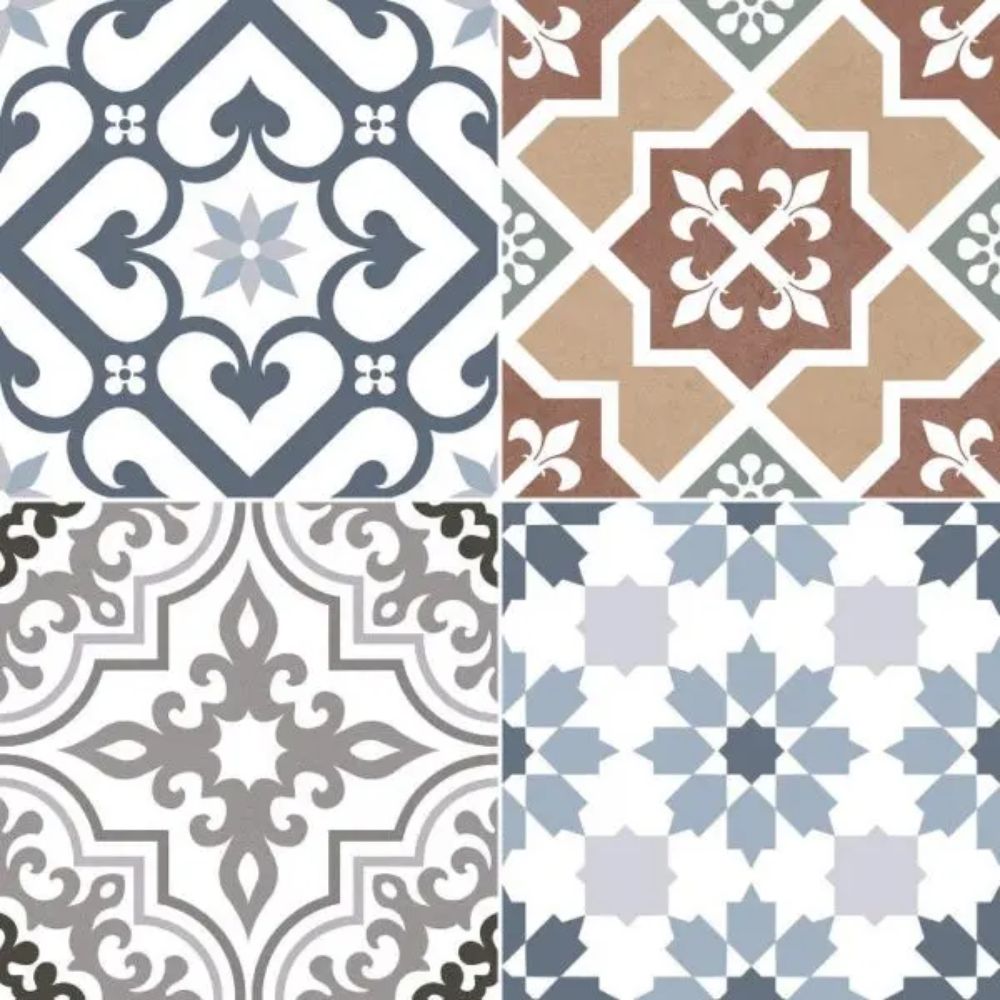 Origin Mix Pattern Porcelain Tile 45 x 45cm-Dual Gris-Delforno