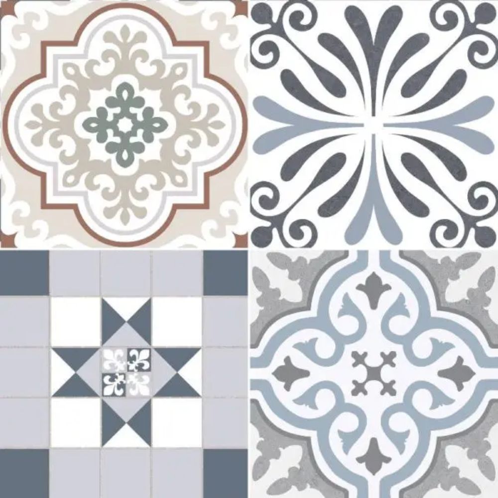 Origin Mix Pattern Porcelain Tile 45 x 45cm-Dual Gris-Delforno
