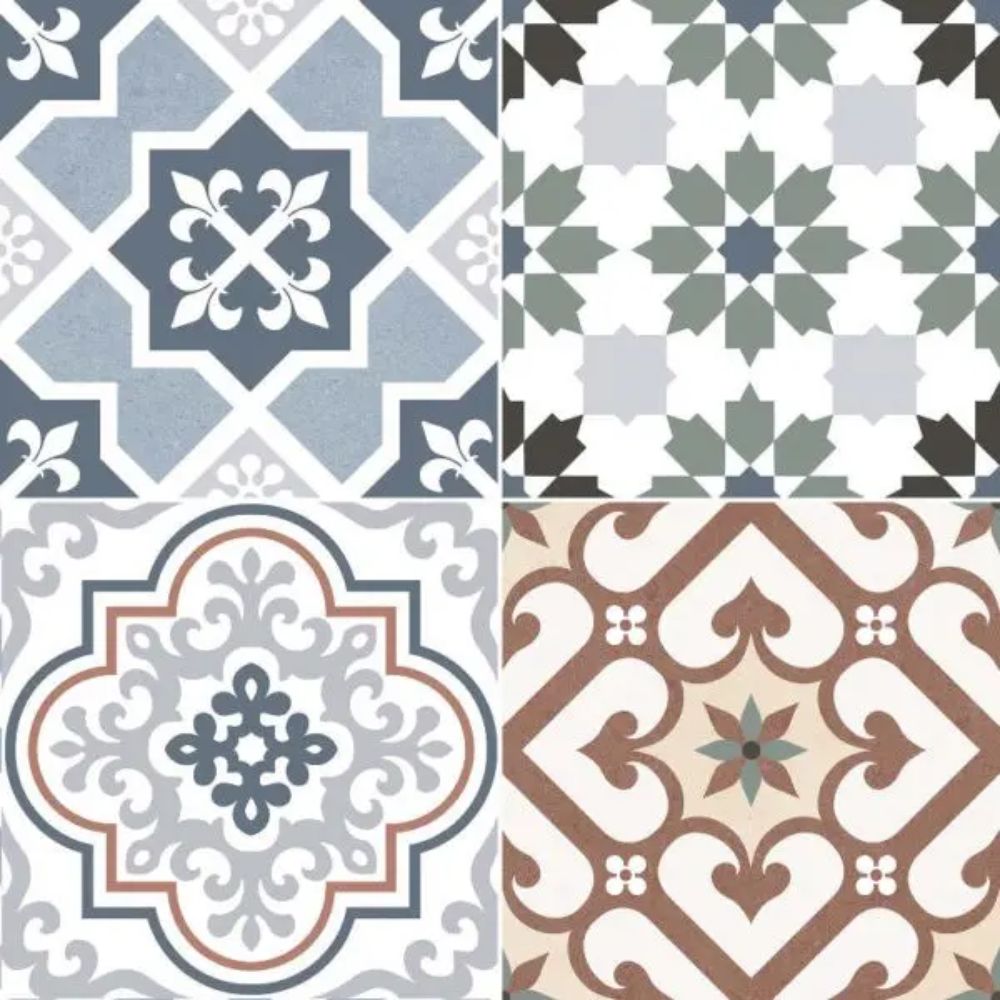 Origin Mix Pattern Porcelain Tile 45 x 45cm-Dual Gris-Delforno