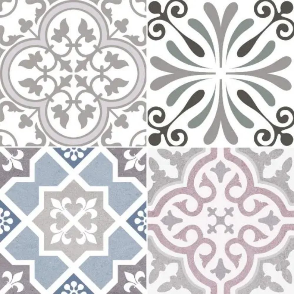 Origin Mix Pattern Porcelain Tile 45 x 45cm-Dual Gris-Delforno