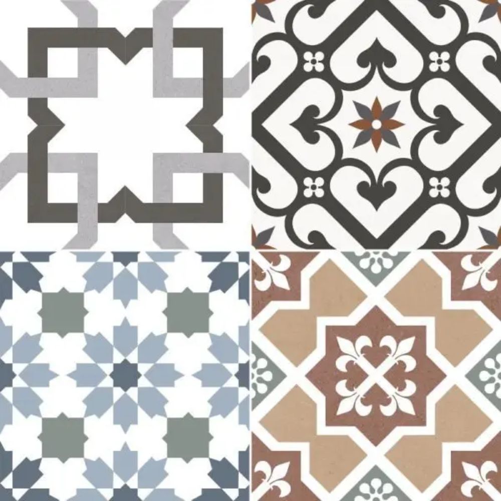Origin Mix Pattern Porcelain Tile 45 x 45cm-Dual Gris-Delforno