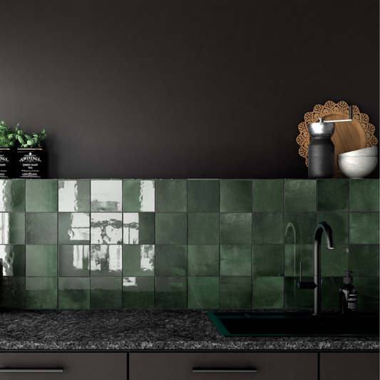 Artisan Moss Green Ceramic Tile 13.2 x 13.2cm-Delforno
