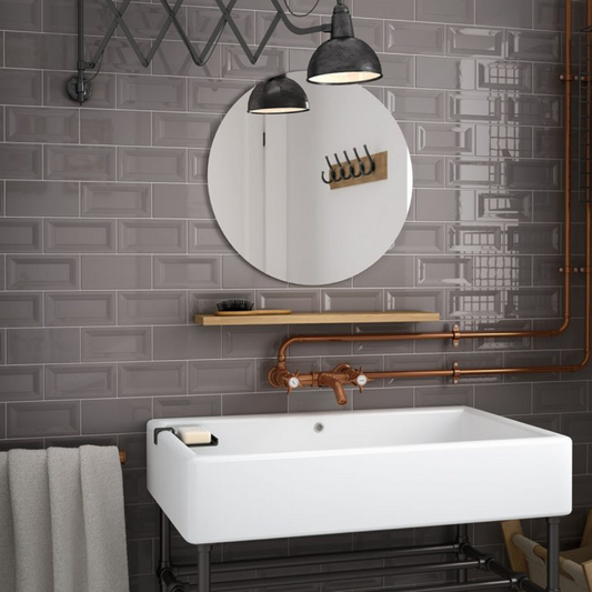 Evolution Inmetro Dark Grey Ceramic Tile 7.5 x 15cm-Delforno