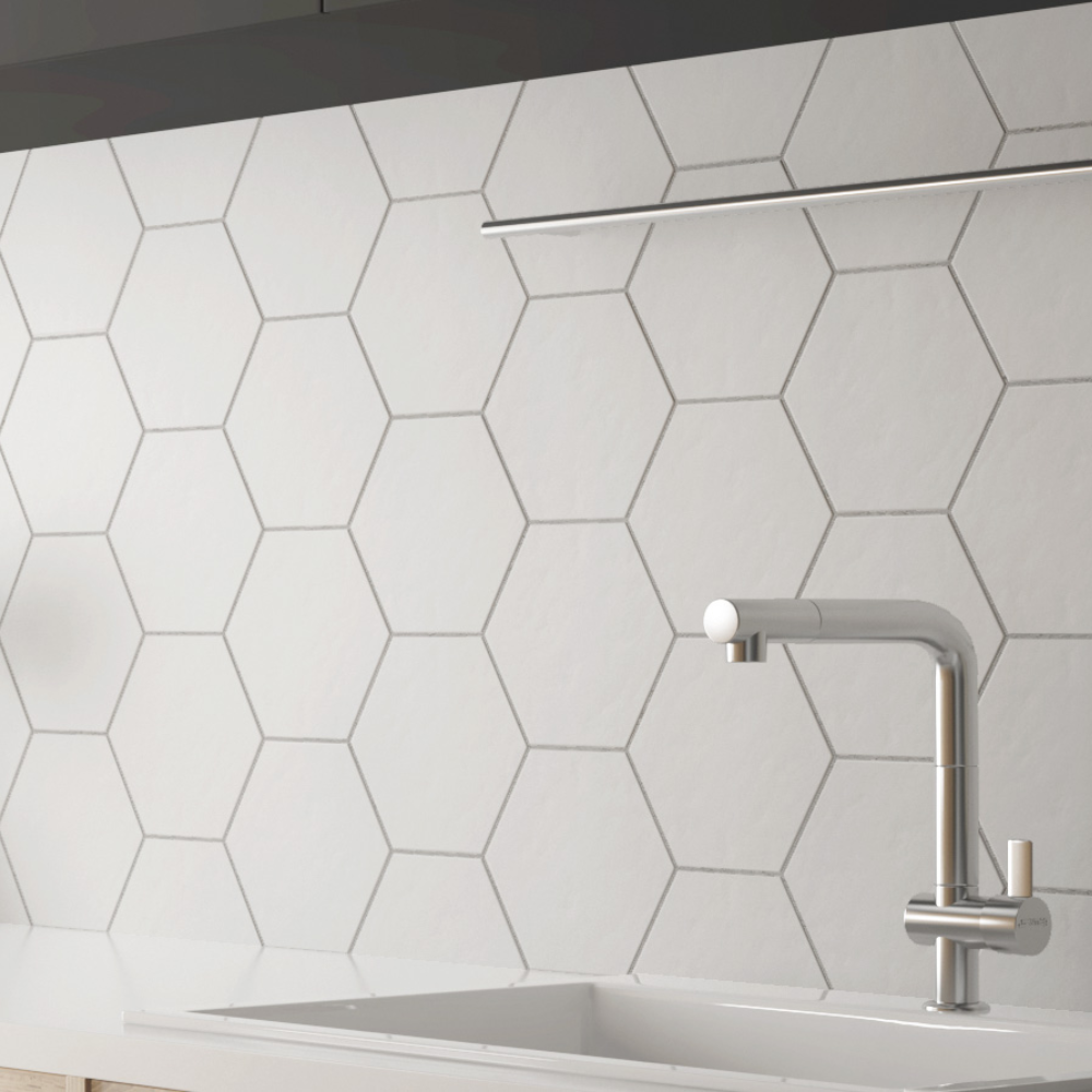 Hexatile Blanco Matt Porcelain Tile 17.2 x 20cm-Equipe-Delforno