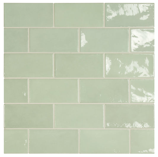 Village Mint Ceramic Tile 6.5 x 13.2cm-Delforno