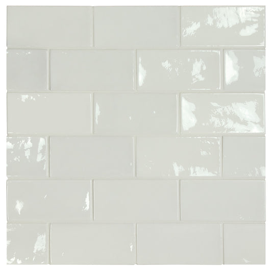 Village White Ceramic Tile 6.5 x 13.2cm-Delforno