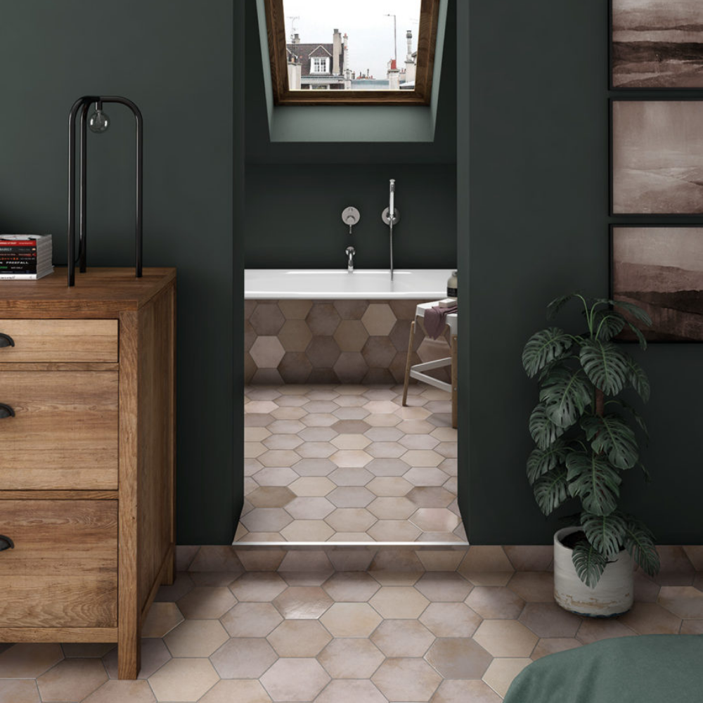 Heritage Rose Hexagon Porcelain Tile 17.5 x 20cm-Delforno