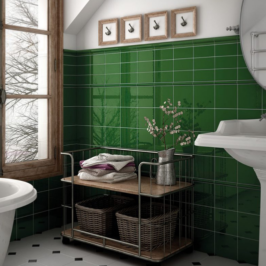 Evolution Victorian Green Ceramic Tile 15 x 15cm-Delforno