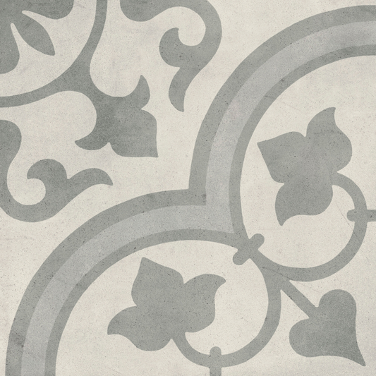 Cuban Silver Ornate Porcelain Tile 22.3 x 22.3cm-Delforno
