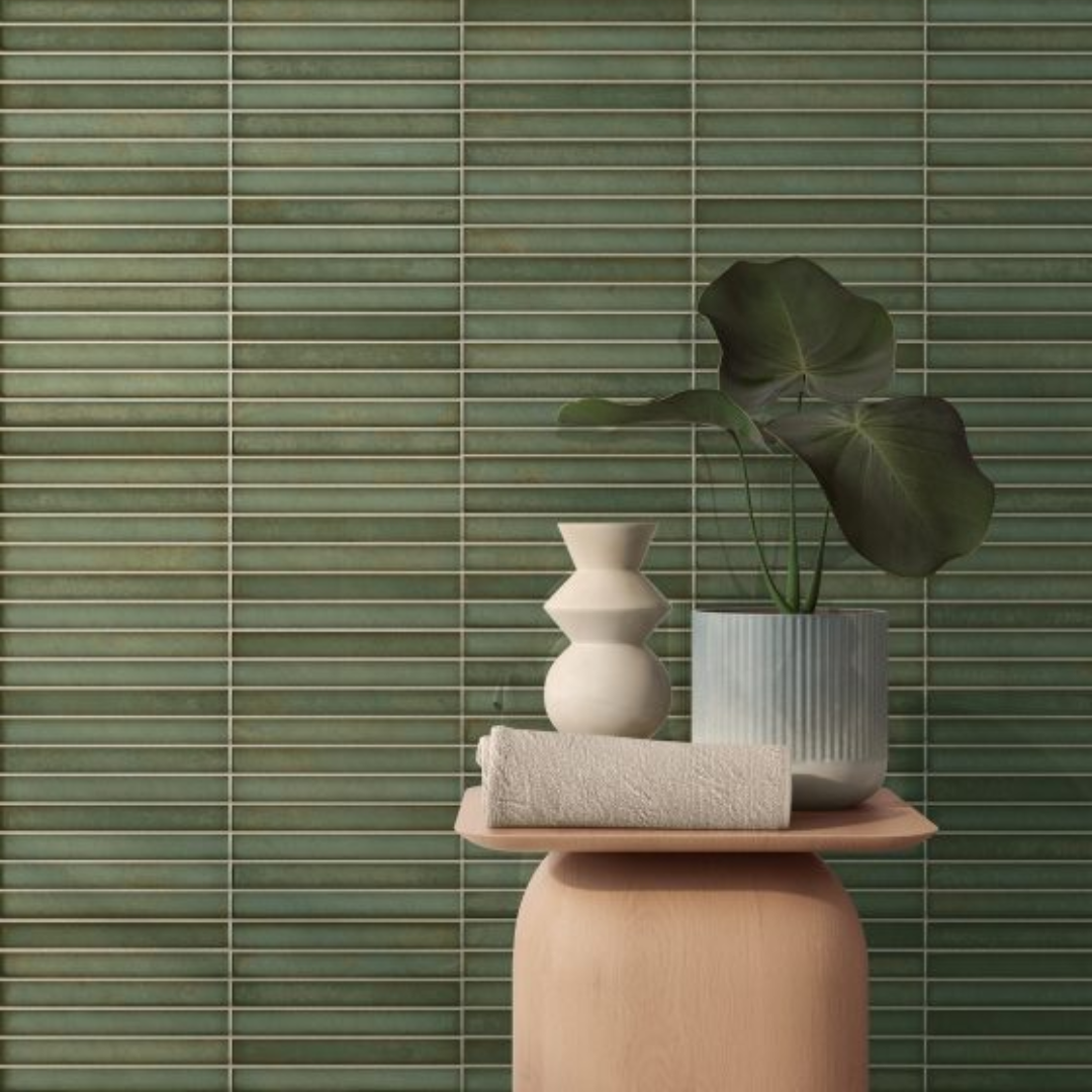 Pencil Raku Emerald Ceramic Tile 35 x 35cm-Tiles-Delforno