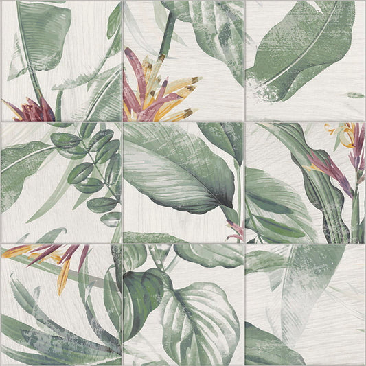 Bottega Spring Leaves Porcelain Tile 20 x 20cm-Delforno