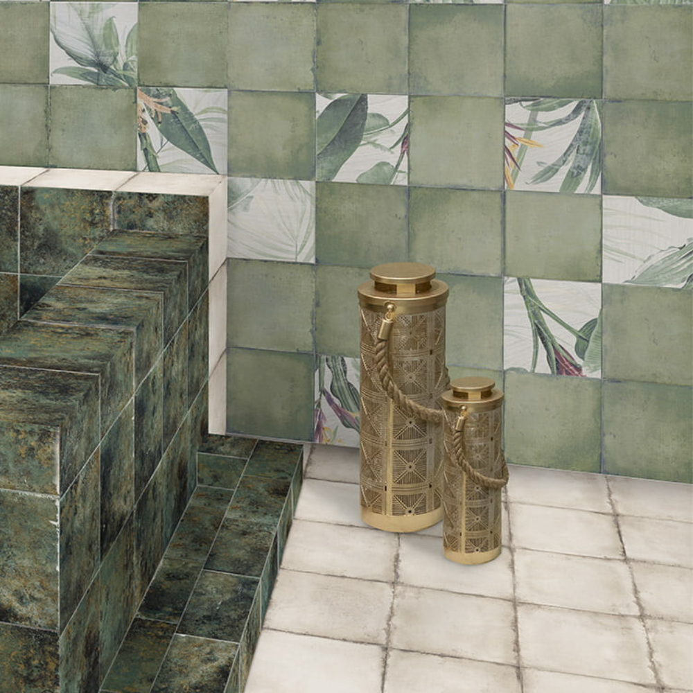 Bottega Spring Leaves Porcelain Tile 20 x 20cm-Delforno