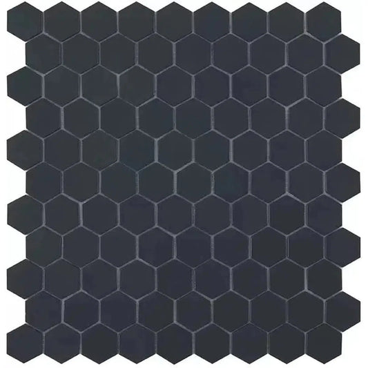 Mosaic Collection: Black Hex Tile 32 x 31cm-Delforno