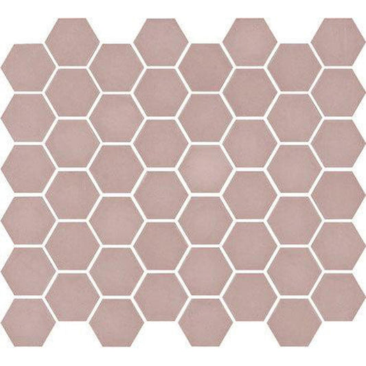Mosaic Collection: Hex Matt Pink Mosaic Tile 31 x 29.3cm-Delforno