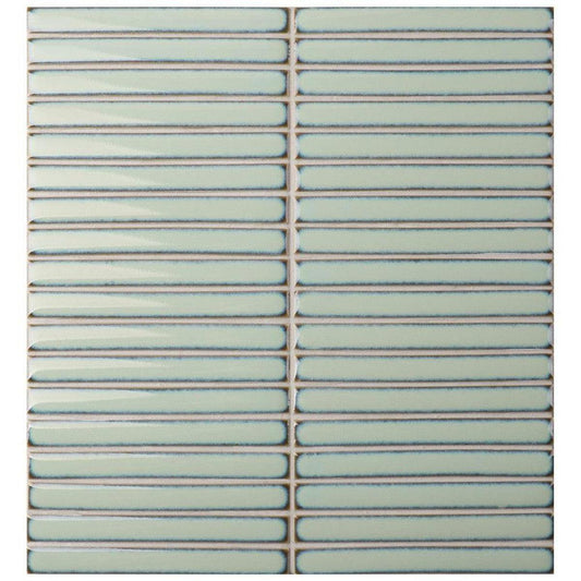 Mosaic Collection: Kit Kat Vintage Jade Gloss Mosaic Porcelain Tile 30 x 30cm-Delforno
