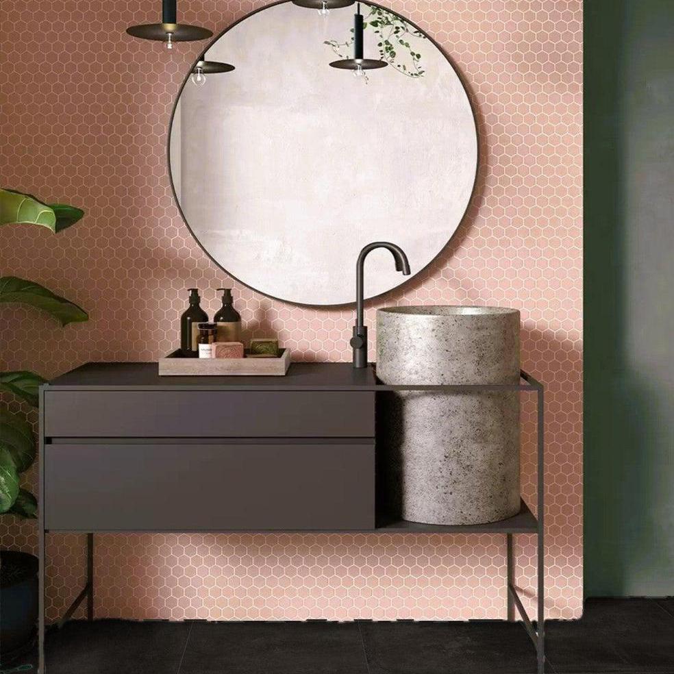 Mosaic Collection: Pink Hex Tile 31.7 x 30.7cm-Delforno