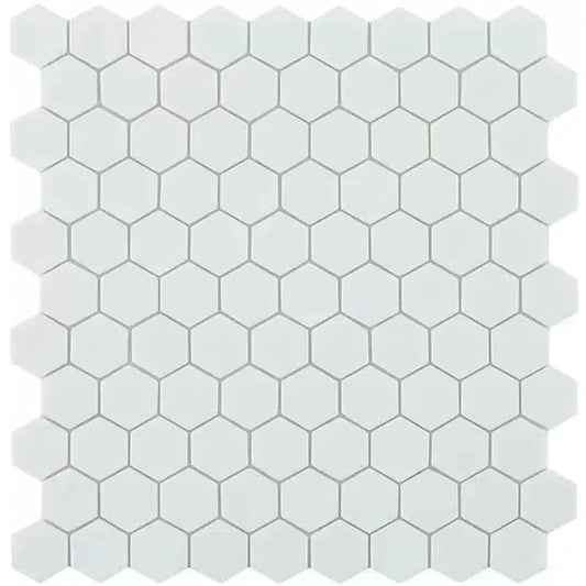 Mosaic Collection: White Hex Tile 32 x 31cm-Delforno