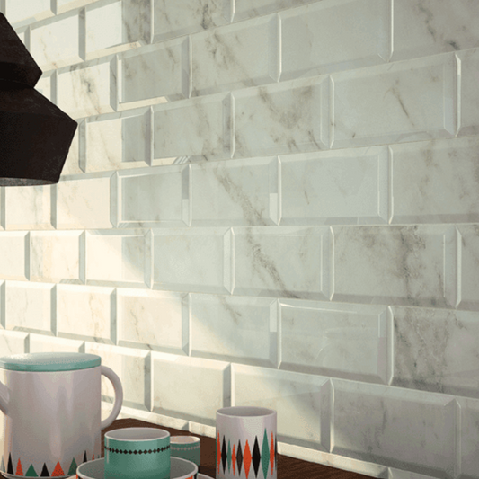 Subway Collection Victorian Marmol Beige Brillo Ceramic Tile 10 x 20cm-Delforno
