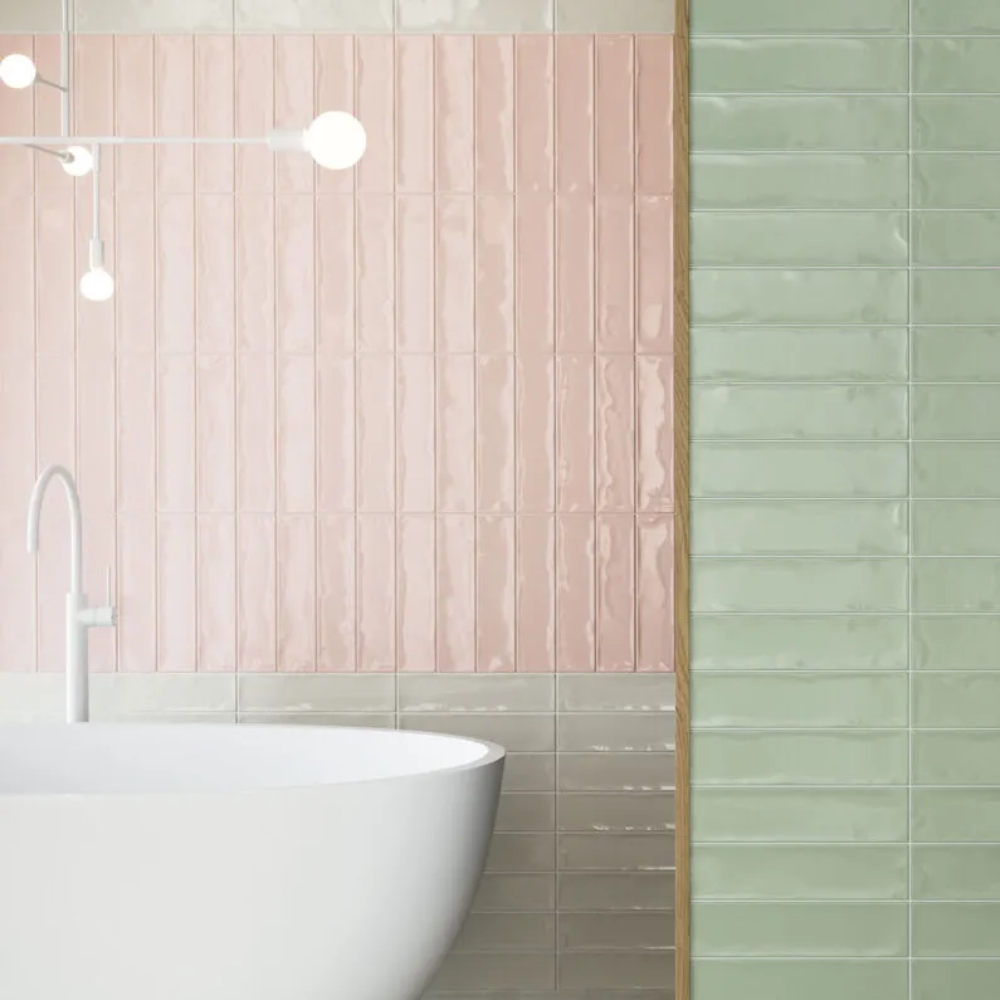Ocean Petal Pink Ceramic Tile 7.5 x 30cm