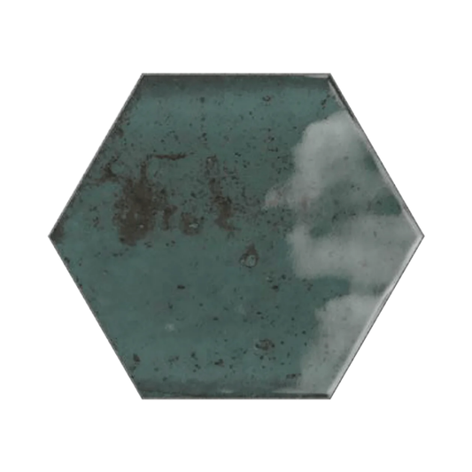Hope Blue Hexagon Ceramic Tile 15 x 17.3cm-Delforno