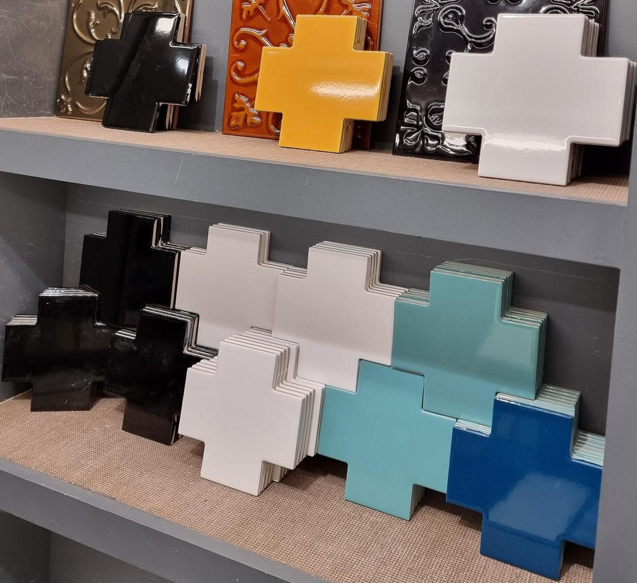 Shapes Collection Puzzle Teal Ceramic Tile 15 x 15cm-Delforno