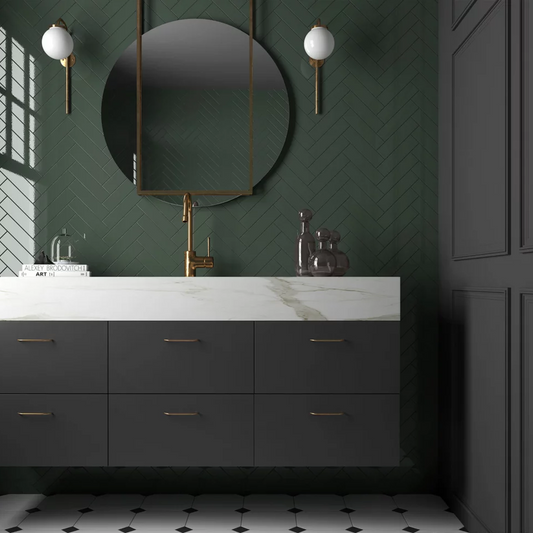 Small Format Costasera Verde Brillo Ceramic Tile 5 x 20cm-Delforno