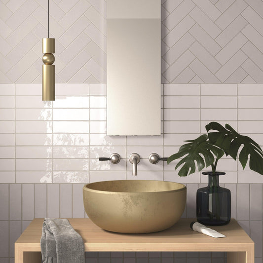 Small Format Emelia Blanco Brillo Porcelain TIle 5 x 15cm-Delforno