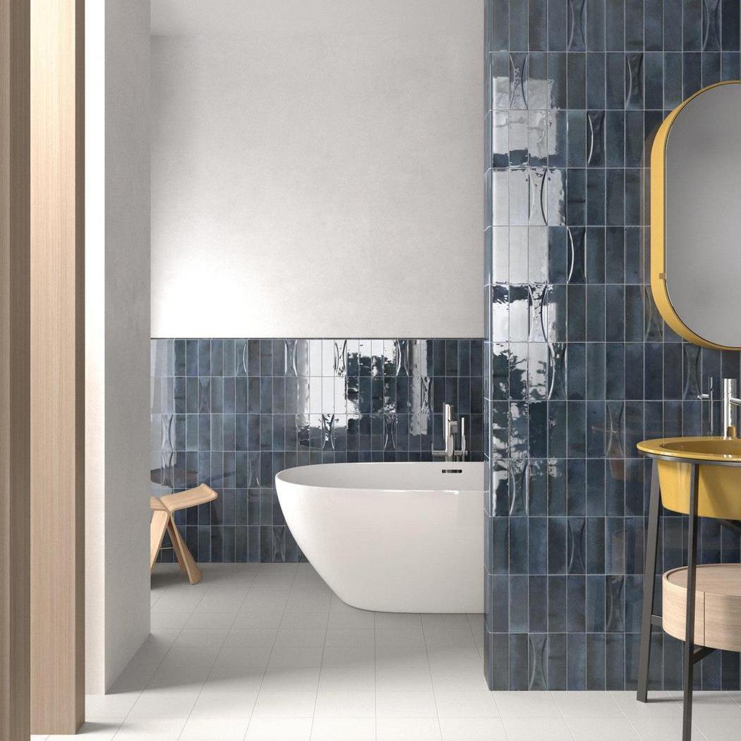 Small Format Hanoi Blue Night Ceramic Tile 6.5 x 20cm-Delforno