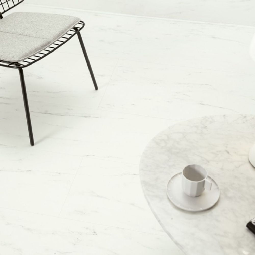 Marble Carrara White 5mm Luxury Vinyl Tile 30.50cm X 60.59cm-Delforno