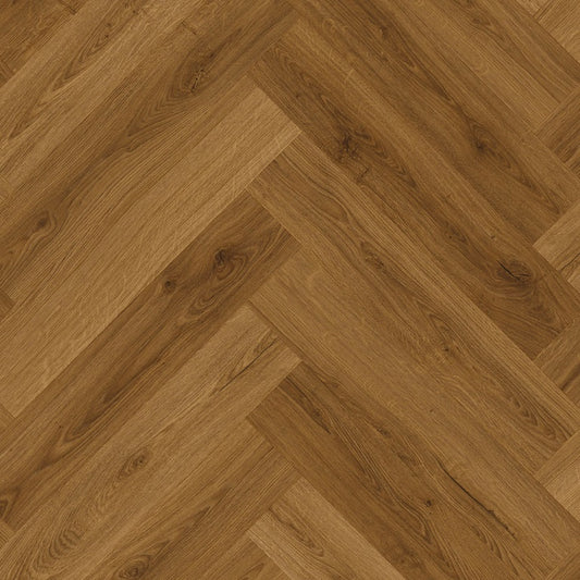 Botanic Caramel Oak Herringbone Luxury Vinyl Tile 12.6 x 63cm-Delforno