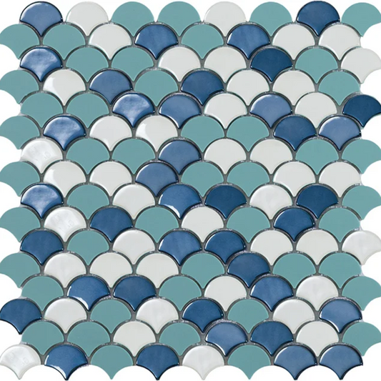 Soul Blue Mix Glass Tile 36 x 29cm-Delforno