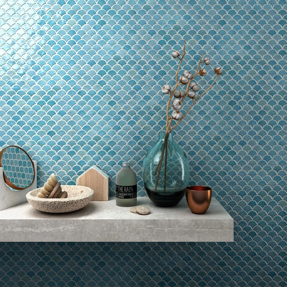 Turquoise 6001 Soul Glass Mosaic Tile 36 x 29cm-Delforno
