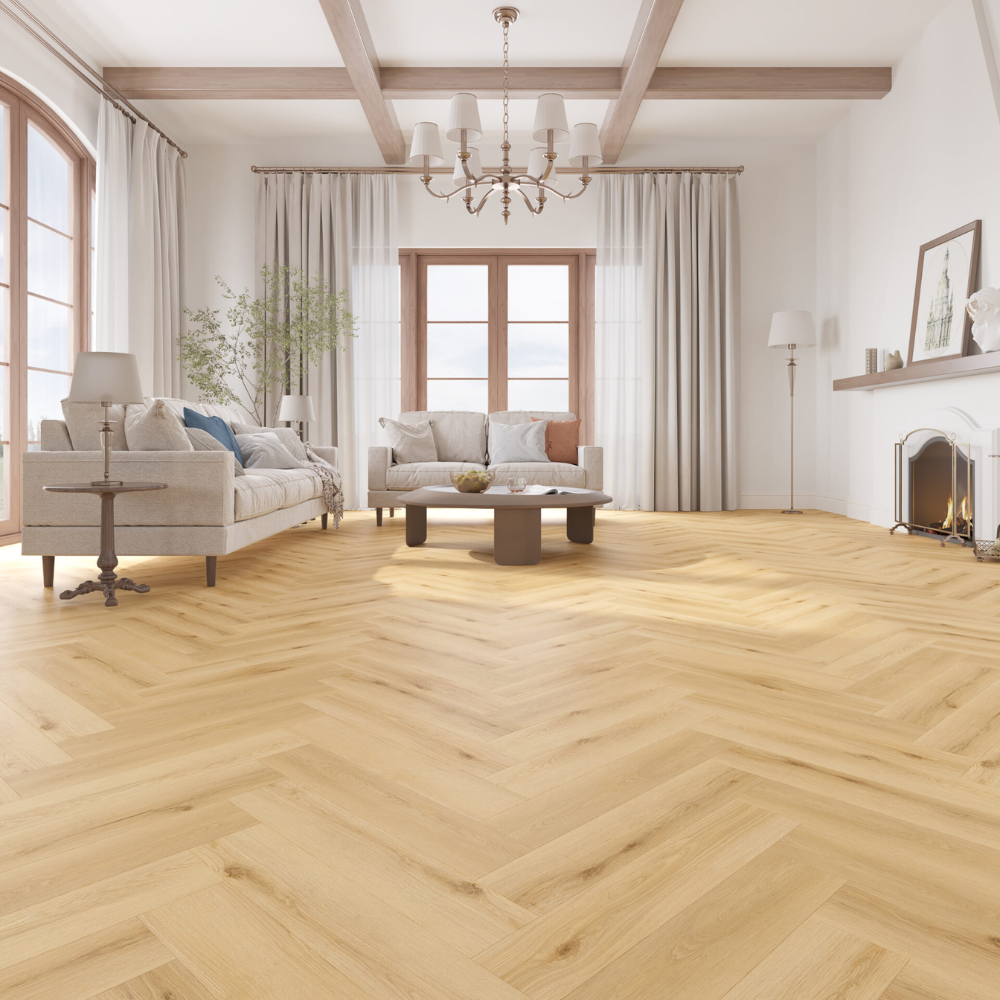 Milano Rosso Oak Herringbone Laminate Wooden Flooring 10.10cm x 60.60cm-Whiteriver-Delforno