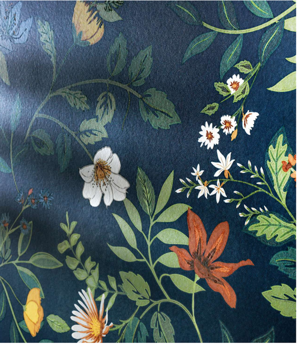 Wonderwall Botanicals Tiffany Blossom Azul Porcelain Tiles 60 x 120cm-Delforno