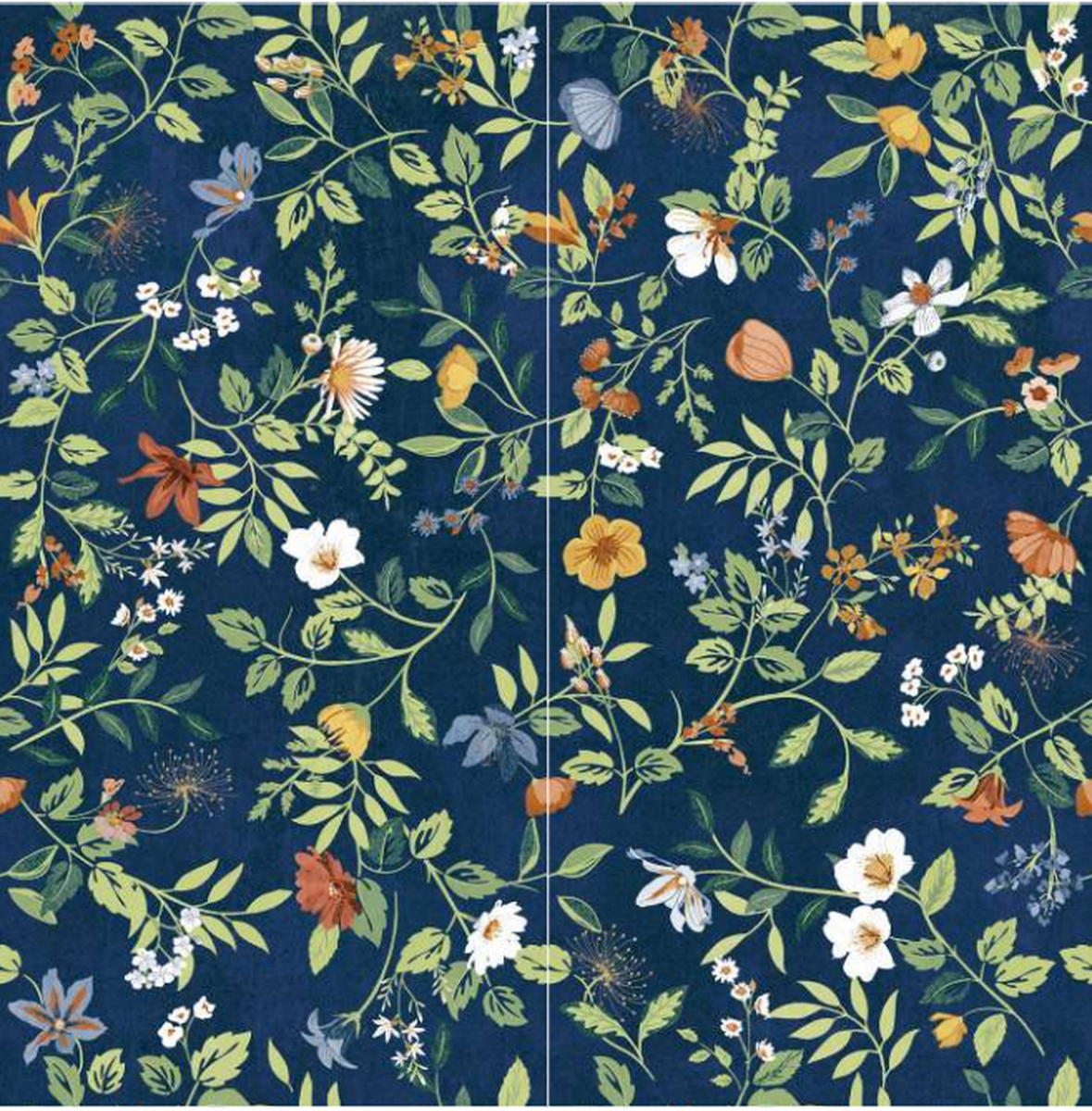 Wonderwall Botanicals Tiffany Blossom Azul Porcelain Tiles 60 x 120cm-Delforno
