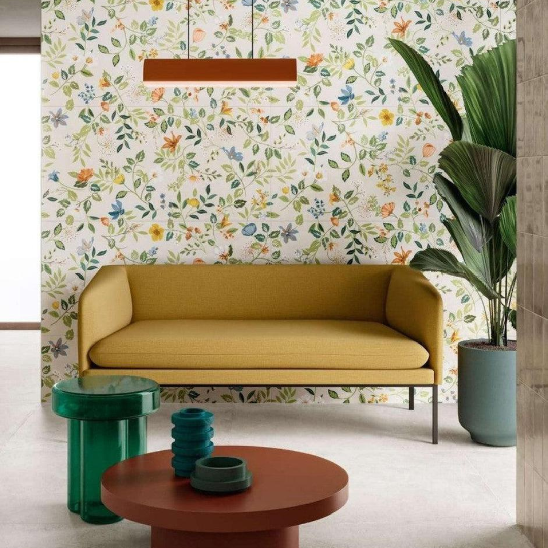 Wonderwall Botanicals Tiffany Blossom Pattern Porcelain Tiles 120 x 60cm-Delforno