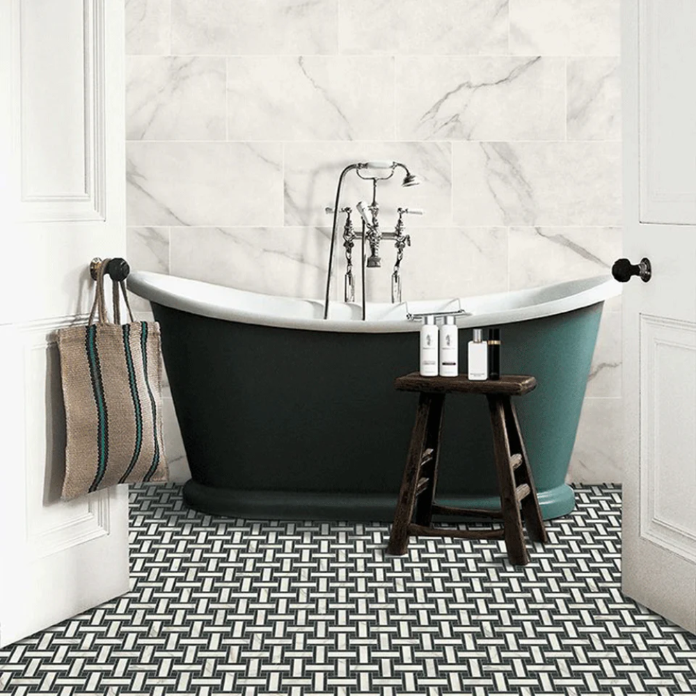 Livingstone Bianco Marble Effect Porcelain Tile 60 x 120cm-Delforno