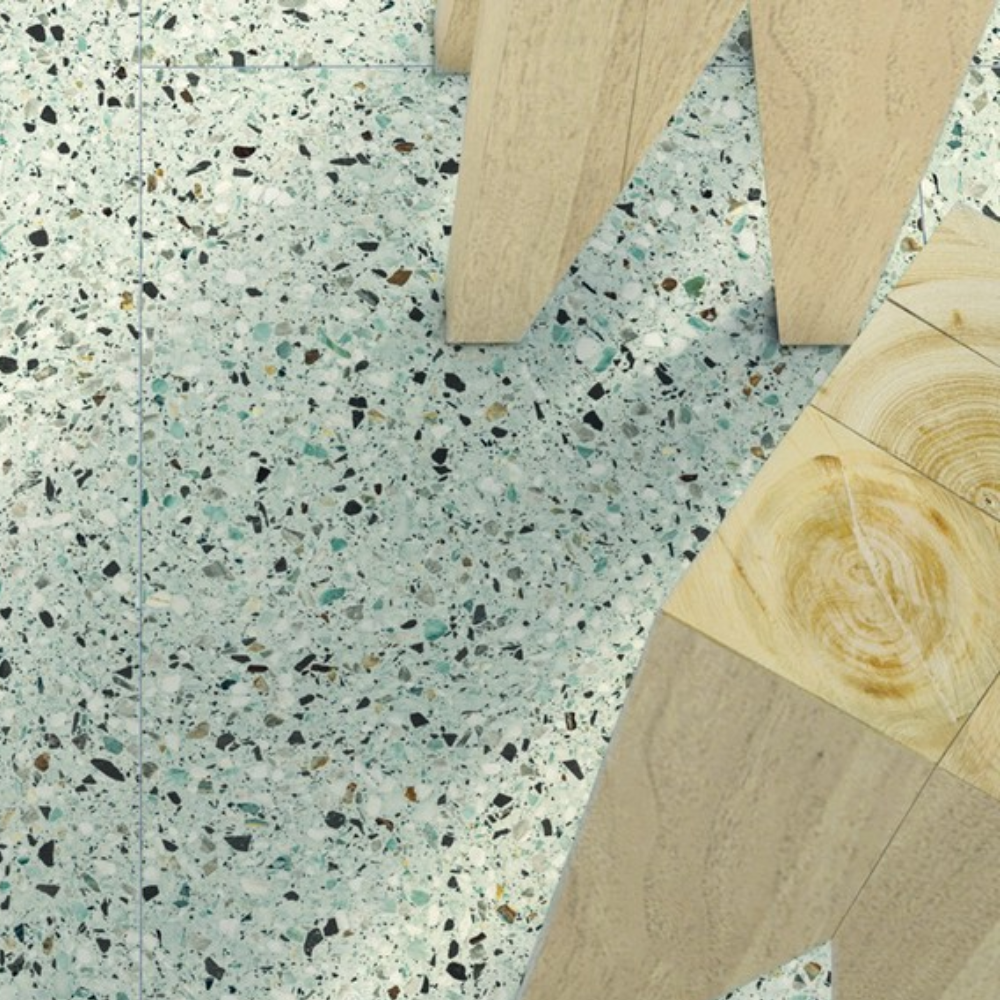 Terrazzo Melody Leaf Porcelain Tile 60 x 60cm-Delforno
