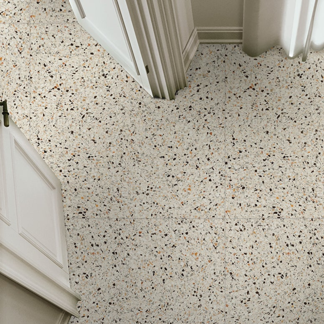 Terrazzo Melody Cream Porcelain Tile 60 x 60cm-Delforno