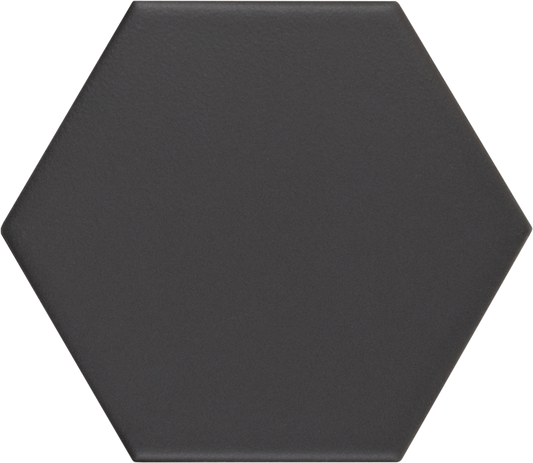 Kromatika Black Hexagon Porcelain Tile 11.6 x 10.1cm-Delforno