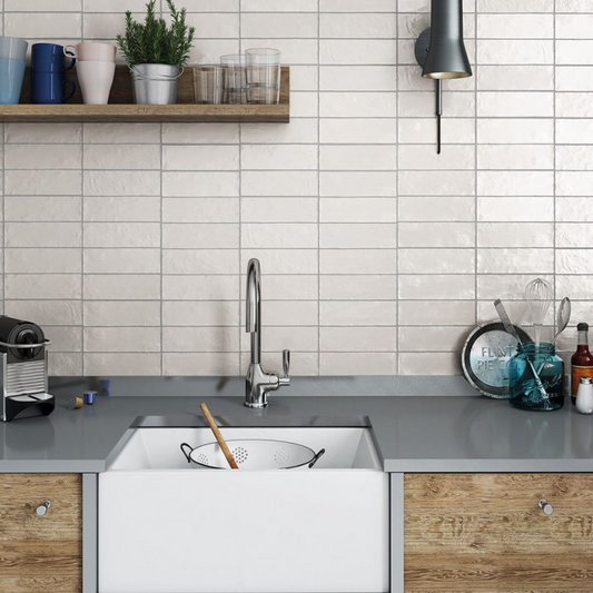 Mallorca White Ceramic Tile 6.5 x 20cm-Delforno