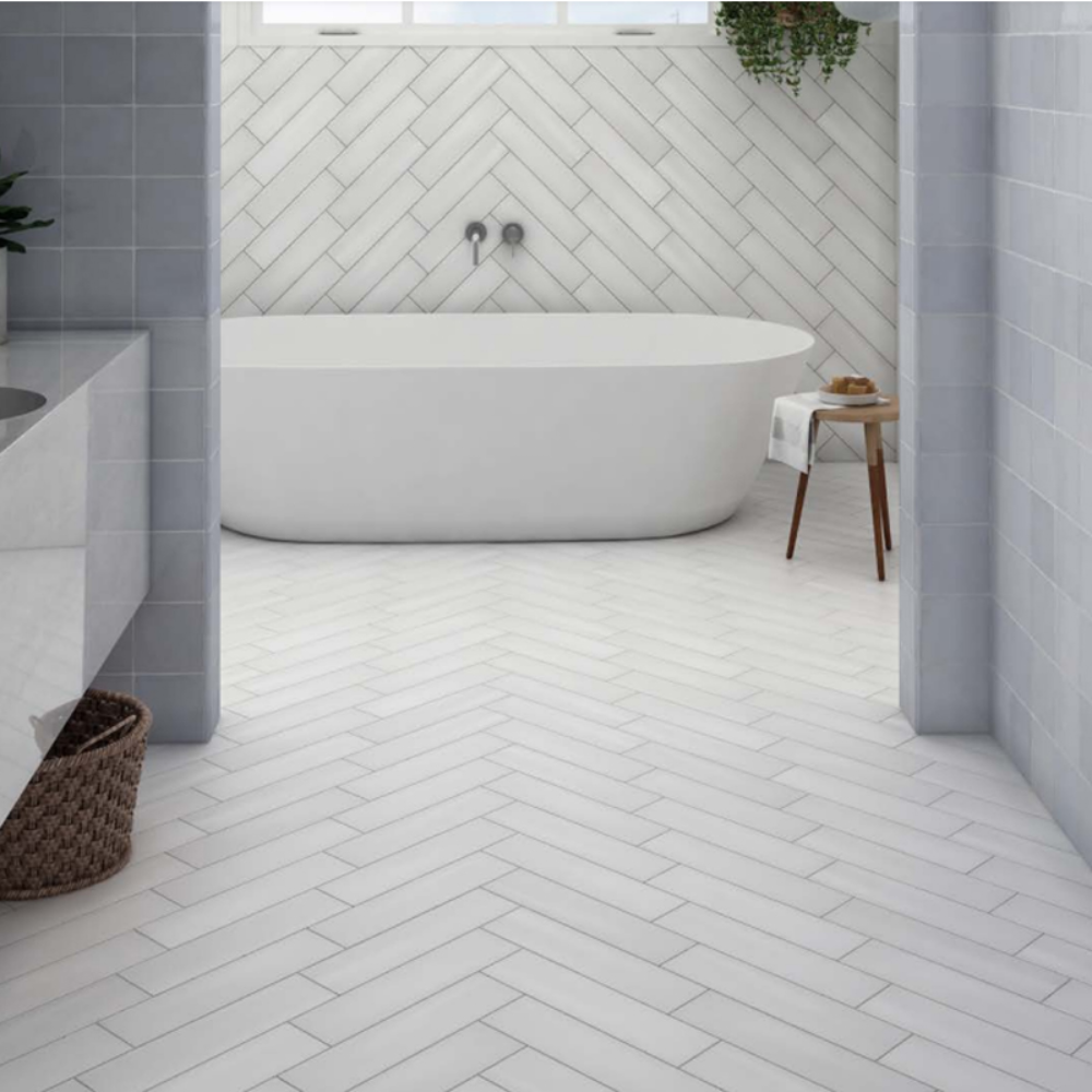 Stromboli White Plume Porcelain Tile 9.2 x 36.8cm-Delforno